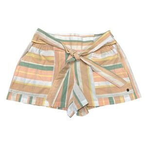 Cute Roxy Shorts Tie Waist Women's Peach Green White Yellow Tie Front Casual